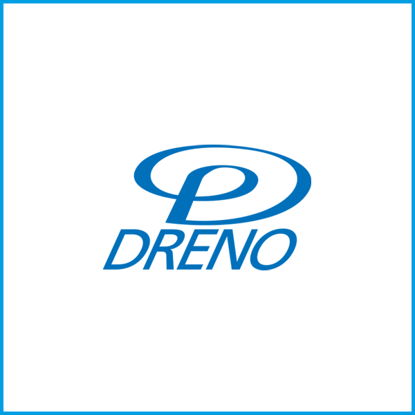 DRENO Logo Logo von DRENO mit einem blauen "P" und dem Schriftzug "DRENO" darunter.