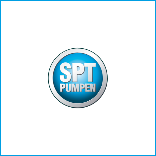 SPT Pumpen Logo Logo von SPT Pumpen in blauer und silberner Farbgestaltung.