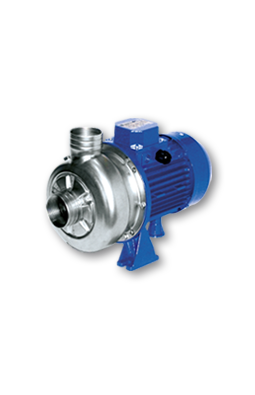 Hochwertige Wasserpumpe mit silbernem Gehäuse und blauem Motor.